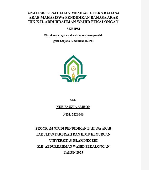 Image of Analisis Kesalahan Membaca Teks Bahasa Arab Mahasiswa Pendidikan Bahasa Arab  UIN. K.H. Abdurrahman Wahid Pekalongan