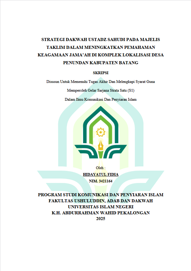 Image of Strategi Dakwah Ustadz Sahudi Pada Majelis Taklim Dalam Meningkatkan Pemahaman Keagamaan Jama'ah Di Komplek Lokalisasi Desa Penundan Kabupaten Batang