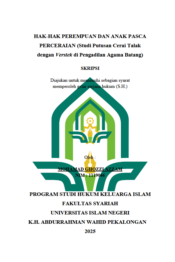 Image of Hak-Hak Perempuan Dan Anak Pasca Perceraian (Studi Putusan Cerai Talak Dengan Verstek Di Pengadilan Agama Batang)