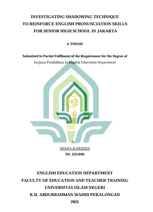 Image of Investigating Shadowing Technique To Reinforce English Pronunciation Skills For Senior High School In Jakarta