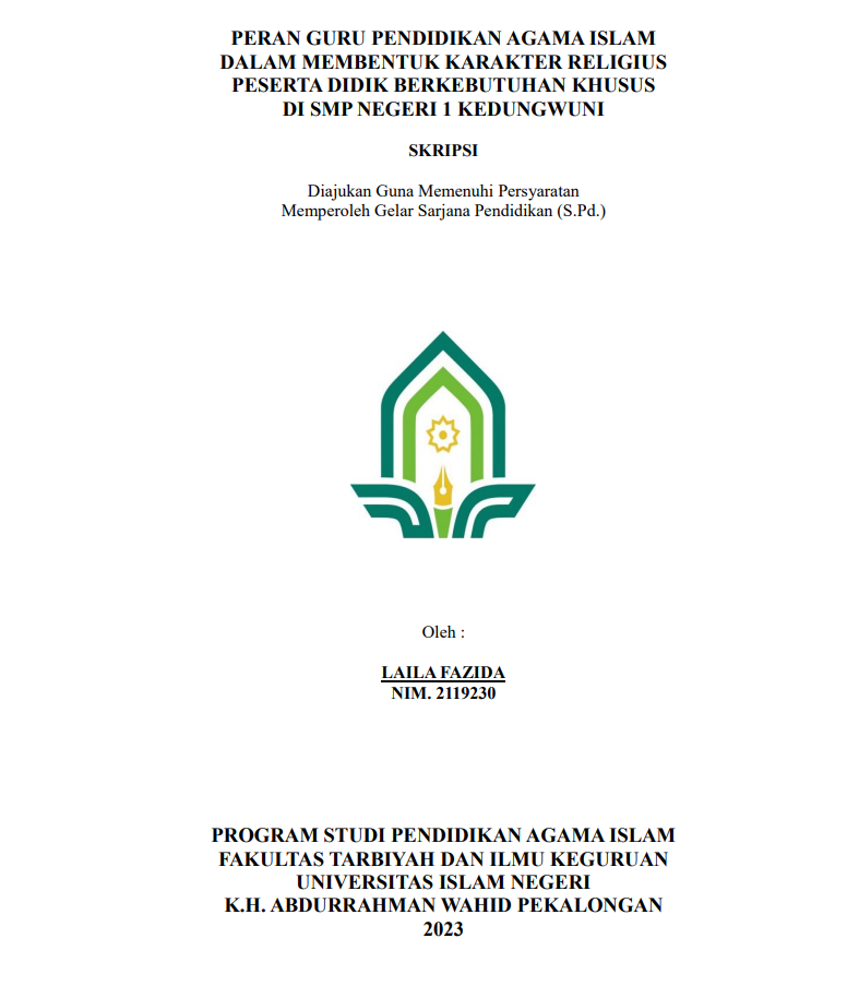 Image of Peran Guru Pendidikan Agama Islam Dalam Membentuk Karakter Religius Peserta didik Berkebutuhan Khusus Di SMP Negeri 1 Kedungwuni