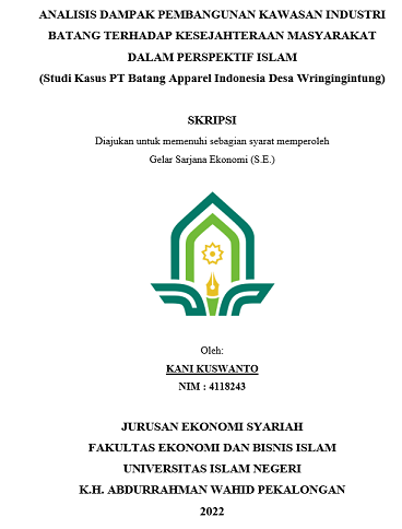 Image of Analisis Dampak Pembangunan Kawasan Industri Batang Terhadap Kesejahteraan Masyarakat Dalam Perspektif Islam (Studi Kasus PT Batang Apparel Indonesia Desa Wringingintung)