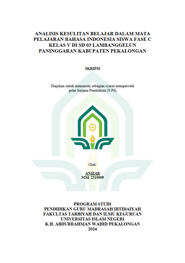 Image of Analisis Kesulitan Belajar Dalam Mata Pelajaran Bahasa Indonesia Siswa Fase C Kelas V di SD 03 Lambanggelun Paninggaran Kabupaten Pekalongan
