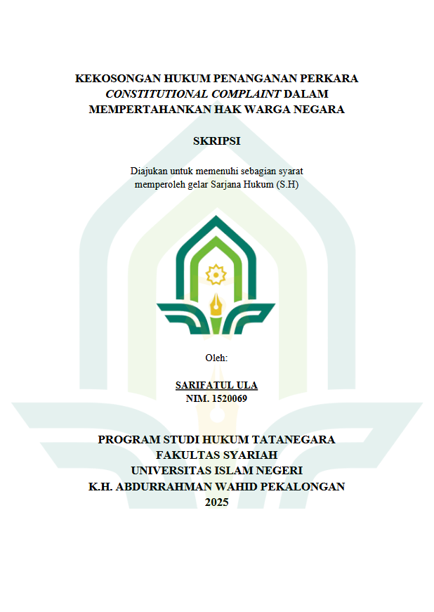 Image of Kekosongan Hukum Penanganan Constitusional Complaint Dalam Mempertahankan Warga Negara