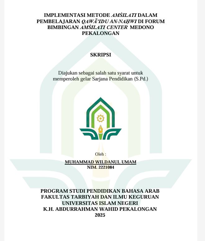 Image of Implementasi Metode Amsilati Dalam Pembelajaran Qawa'id An-Nahwi di Forum Bimbingan Amsilati Center Medono Pekalongan