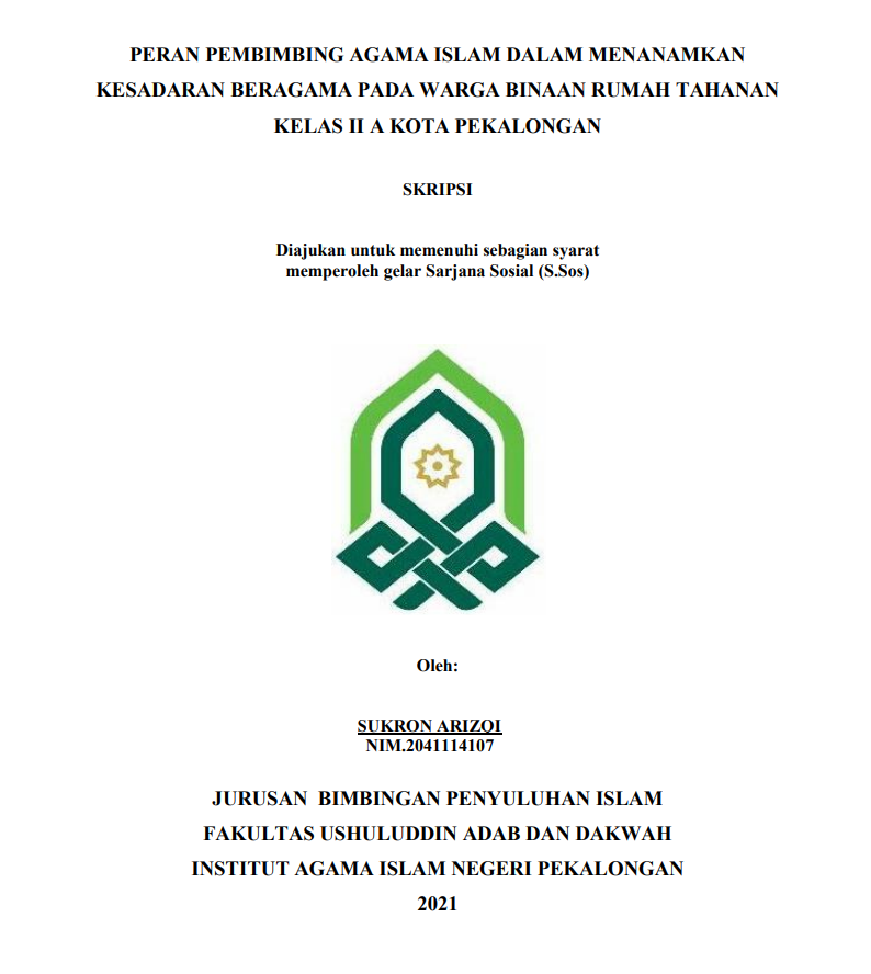Image of Peran Pembimbing Agama Islam dalam Menanamkan Kesadaran Beragam pada Warga Binaan Rumah Tahanan Kelas II A Kota Pekalongan