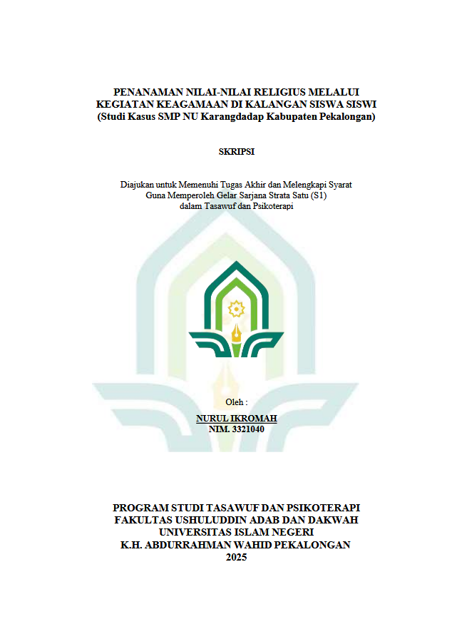 Image of Penanaman Nilai-Nilai Religius Melalui Kegiatan Keagamaan Di Kalangan Siswa Siswi (Studi Kasus SMP NU Karangdadap Kabupaten Pekalongan)