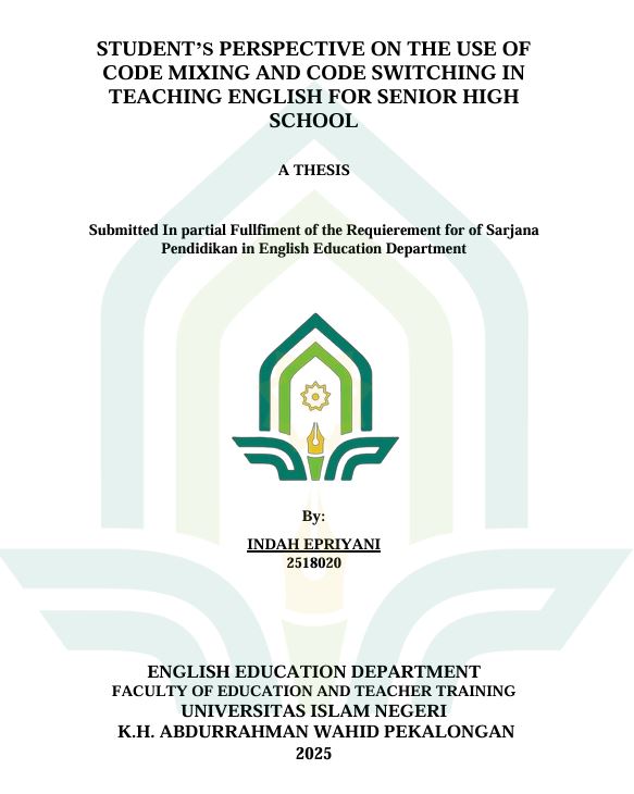 Image of Student's Perspective On The Use Of Code Mixing And Code Switching In Teaching English For Senior High School