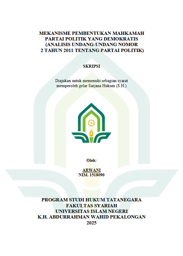 Image of Mekanisme Pembentukan Mahkamah Partai Politik Yang Demokratis (Analisis Undang-Undang Nomor 2 Tahun 2011 Tentang Partai Politik)