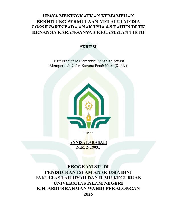 Image of Upaya Meningkatkan Kemampuan Berhitung Permulaan Melalui Media Loose Parts Pada Anak Usia 4-5 Tahun di TK Kenanga Karanganyar Kecamatan Tirto