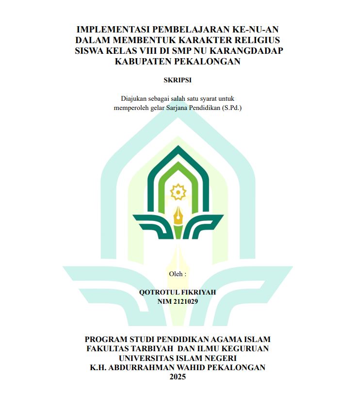 Image of Implemetasi Pembelajaran Ke-Nu-An Dalam Membentuk Karakter Religius Siswa Kelas VIII di SMP NU Karangdadap Kabupaten Pekalongan