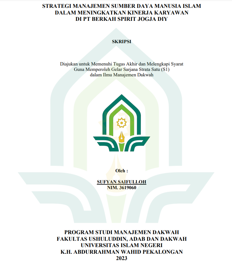 Image of Strategi Manajemen Sumber Daya Manusia Islam dalam Meningkatkan Kinerja Karyawan di PT Berkah Spirit Jogja DIY