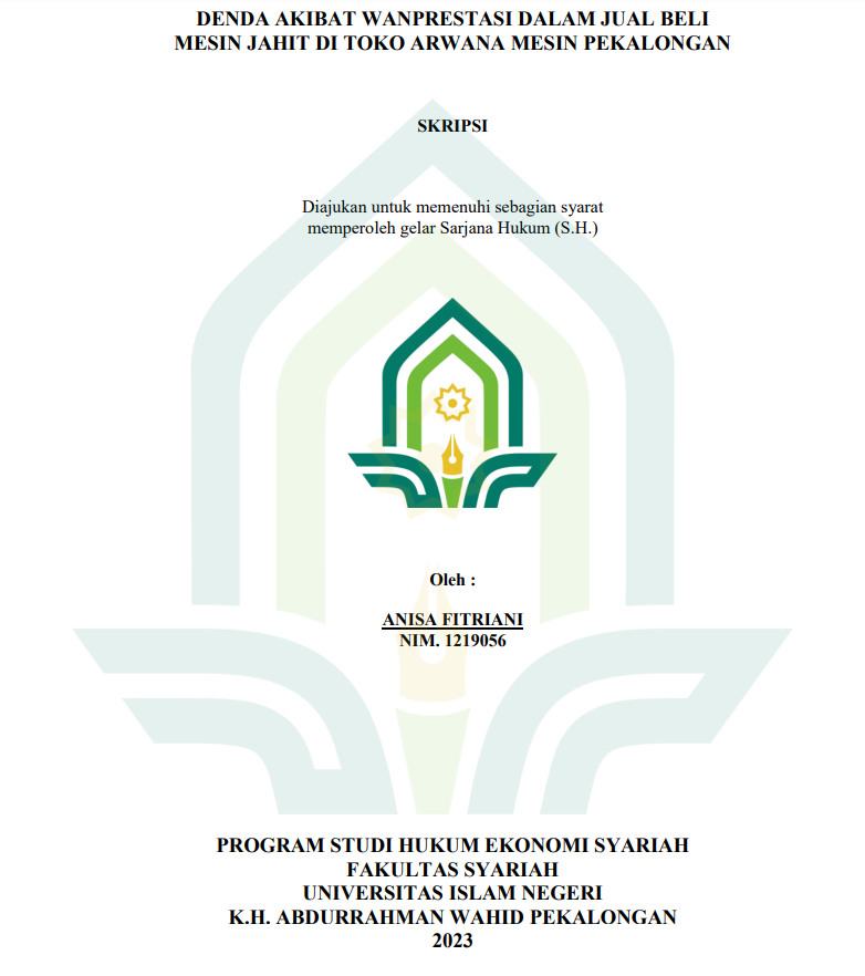 Image of Denda Akibat Wanprestasi dalam JualBeli Mesin Jahit di Toko Arwana Mesin Pekalongan