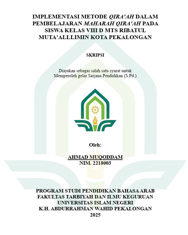 Image of Implementasi Metode Qira'ah Dalam Pembelajaran Maharah Qira'ah Pada Siswa Kelas VIII Di MTS Ribatul Muta'allimin Kota Pekalongan