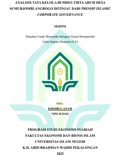 Image of Analisis Tata Kelola BUMDES Tirta Arum Desa Sumurjomblangbogo Ditinjau Dari Prinsip Islamic Corporate Governance