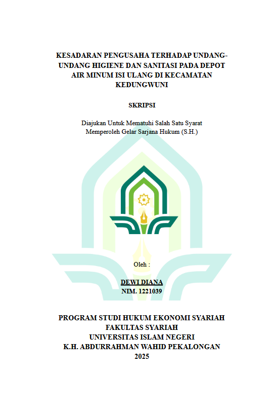 Image of Kesadaran Pengusaha Terhadap Undang-Undang Higiene Dan Sanitasi Pada Depot Air Minum Isi Ulang Di Kecamatan Kedungwuni