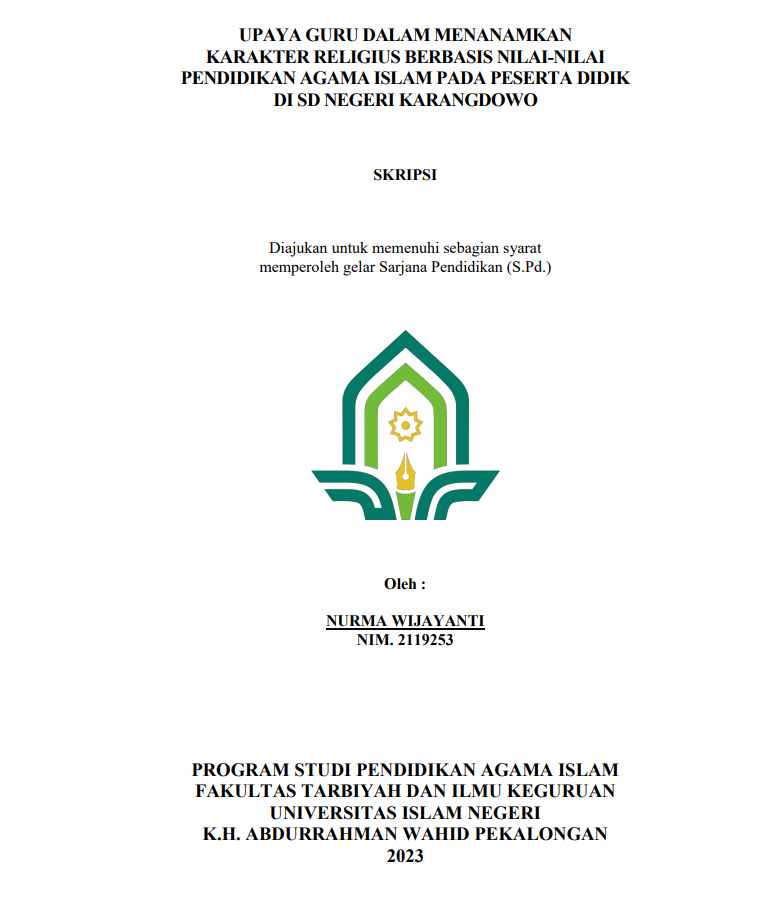 Image of Upaya Guru Dalam Menanamkan Karakter Religius Berbasis Nilai-Nilai Pendidikan Agama Islam Pada Peserta Didik Di SD Negeri Karangdowo