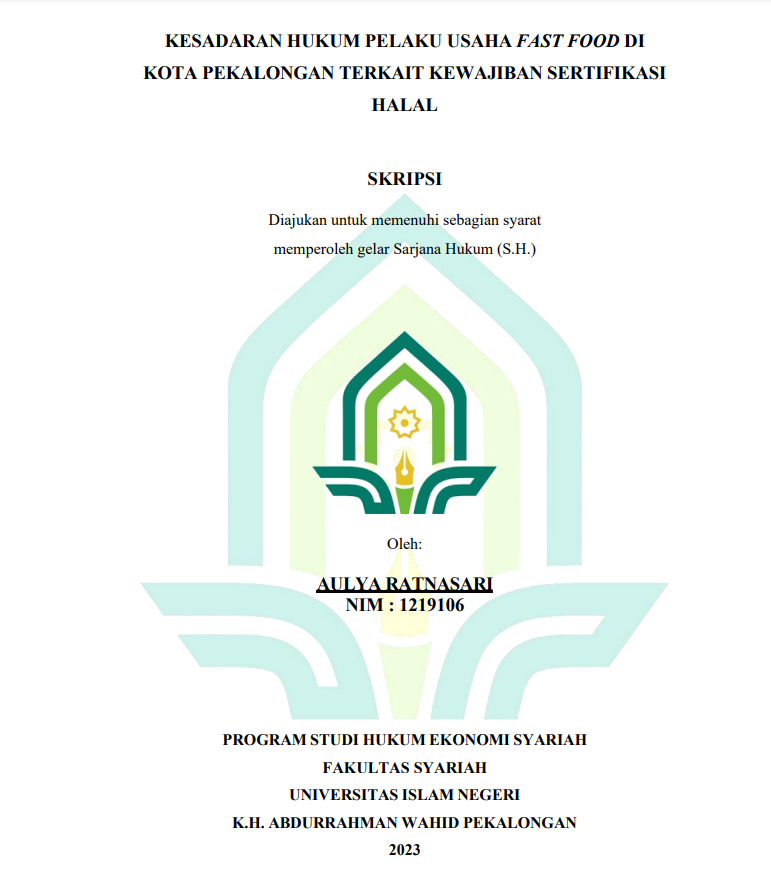 Image of Kesadaran Hukum Perilaku Usaha Fast Food di Kota Pekalongan Terkait Kewajiban Sertifikasi Halal