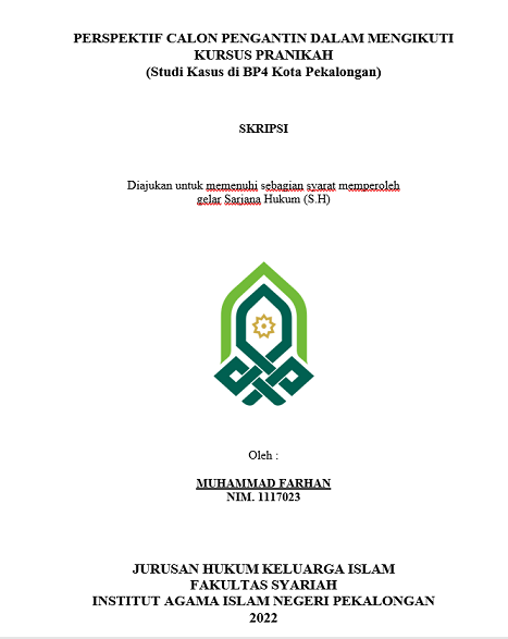 Image of Perspektif Calon Pengantin dalam Mengikuti Kursus Pranikah  (Studi Kasus di BP4 Kota Pekalongan)