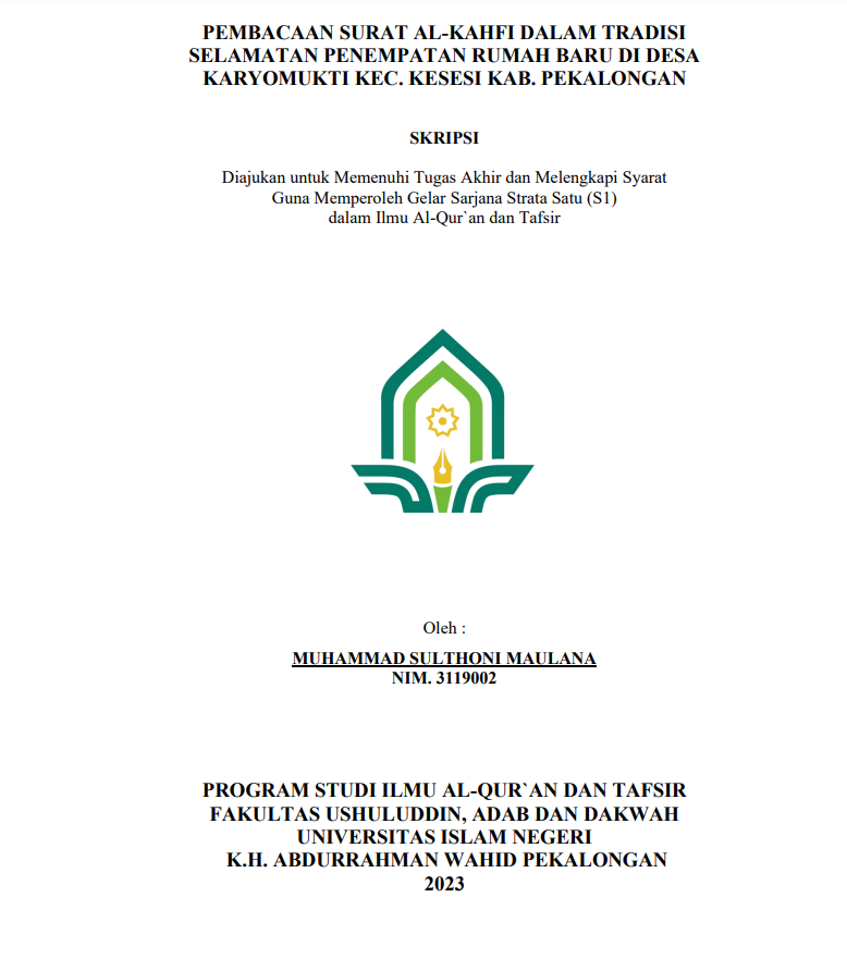 Image of Pembacaan Surat Al Kahfi dalam TradIsi Selamatan Penetapan Rumah Baru di Desa Karyomukti Kec.Kesesi Kab. Pekalongan