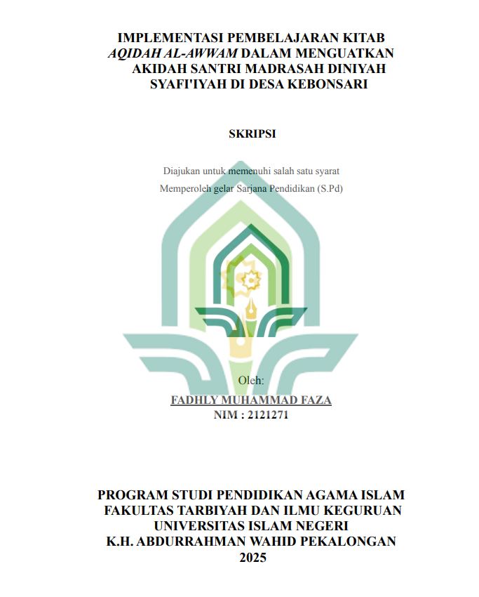 Image of Implementasi Pembelajaran Kitab Aqidah Al-Awwam Dalam Menguatkan Akidah Santri Madrasah Diniyah Syafi'iyah Di Desa Kebonsari