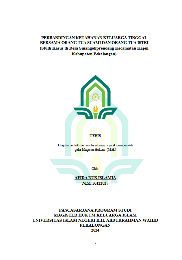 Image of Perbandingan Ketahanan Keluarga Tinggal Bersama Orang Tua Suami Dan Orang Tua Istri (Studi Kasus Di Desa Sinangohprendeng Kecamatan Kajen Kabupaten Pekalongan )