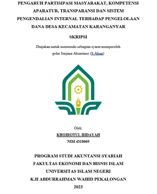 Image of Pengaruh Parsitipasi Masyarakat, Kompetensi Aparatur, Transparansi Dan Sistem Pengendalian Internal Terhadap Pengelolaan Dana Desa Kecamatan Karanganyar