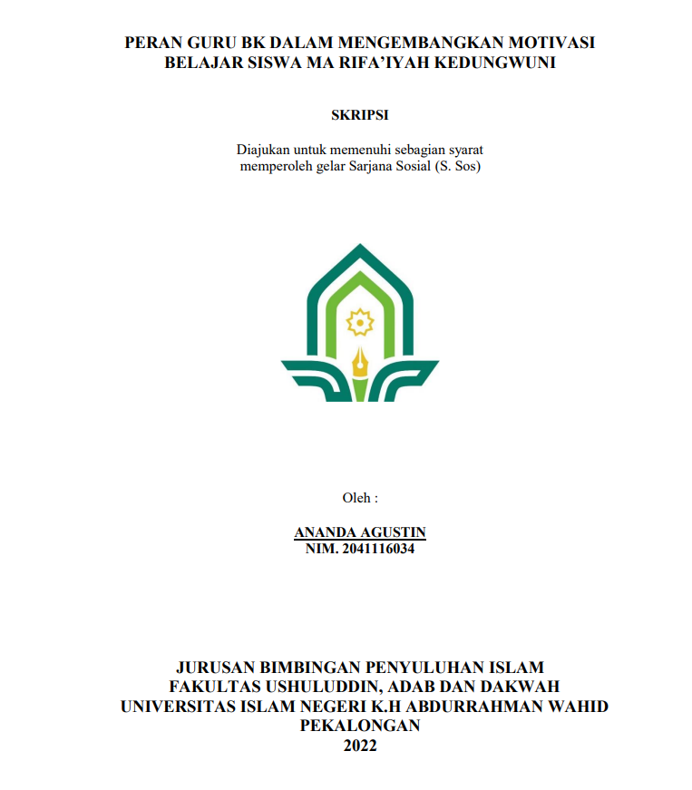 Image of Peran Guru BK dalam Mengembangkan Motivasi Belajar Siswa MA Rifa'iyah Kedungwuni