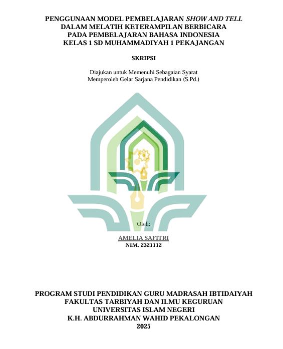 Image of Penggunaan Model Pembelajaran Show And Tell Dalam Melatih Keterampilan Berbicara Pada Pembelajaran Bahasa Indonesia Kelas 1 SD Muhammadiyah 1 Pekajangan