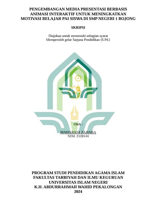 Image of Pengembangan Media Presentasi Berbasis Animasi Interaktif Untuk Meningkatkan Motivasi Belajar PAI Di SMP Negeri 1 Bojong
