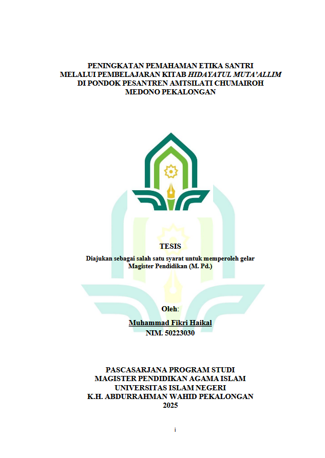 Image of Peningkatan Pemahaman Etika Santri Melalui Pembelajaran Kitab Hidayatul Muta'allim Di Pondok Pesantren Amtsilati Chumairoh Medono Pekalongan