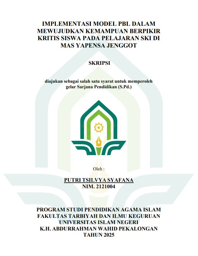 Image of Implementasi Model PBL Dalam Mewujudkan Kemampuan Berpikir Kritis Siswa Pada Pelajaran SKI di MAS Yapensa Jenggot