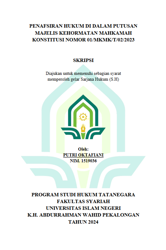 Image of Penafsiran Hukum di Dalam Putusan Majelis Kehormatan Mahkamah Konstitusi Nomor 01/MKMK/T/02/2023