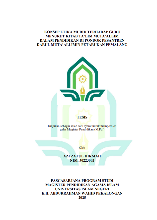 Image of Konsep Etika Murid Terhadap Guru Menurut Kitab Ta’lim Muta’allim Dalam Pendidikan Di Pondok Pesantren Darul Muta’allimin Petarukan Pemalang