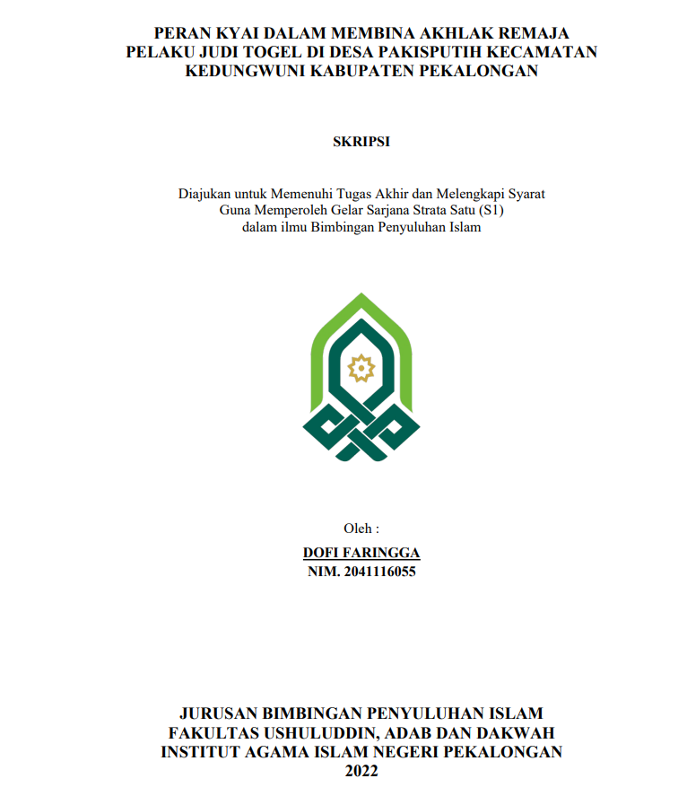 Image of Peran Kyai dalam Membina Akhlak Remaja Perilaku Judi Togel di Desa Pakisputih Kecamatan Kedungwuni Kabupaten Pekalongan