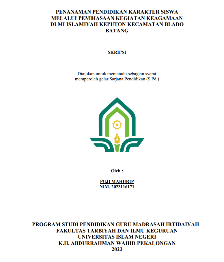 Image of Penanaman Pendidikan Karakter Siswa Melalui Pembiasaan Kegiatan Keagamaan di MI Islamiyah Keputon Kecamatan Blado Kabupaten Batang