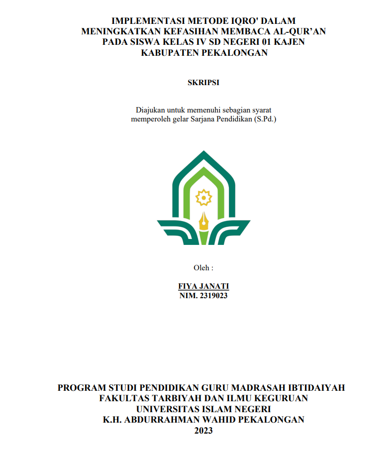 Image of Implementasi Metode Iqro' Dalam Meningkatkan Kefasihan Membaca Al-Qur'an Pada Siswa Kelas IV SD Negeri 01 Kajen Kabupaten Pekalongan