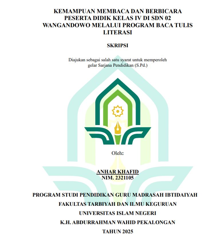 Image of Kemampuan Membaca Dan Berbicara Peserta Didik Kelas IV Di SDN 02 Wangandowo Melalui Program Baca Tulis Literasi