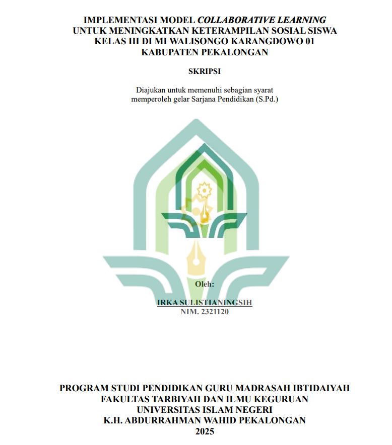 Image of Implementasi Model Collaborative Learning Untuk Meningkatkan Keterampilan Sosial Siswa Kelas III Di MI Walisongo Karangdowo 01 Kabupaten Pekalongan