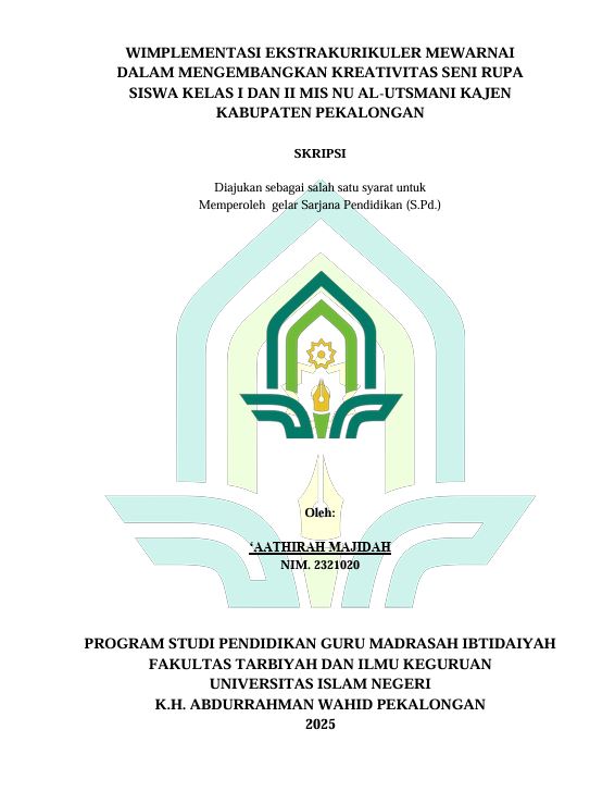 Image of Wimplementasi Ekstrakurikuler Mewarnai Dalam Mengembangkan Kreativitas Seni Rupa Siswa Kelas I Dan II MIS NU Al-Utsmani Kajen Kabupaten Pekalongan