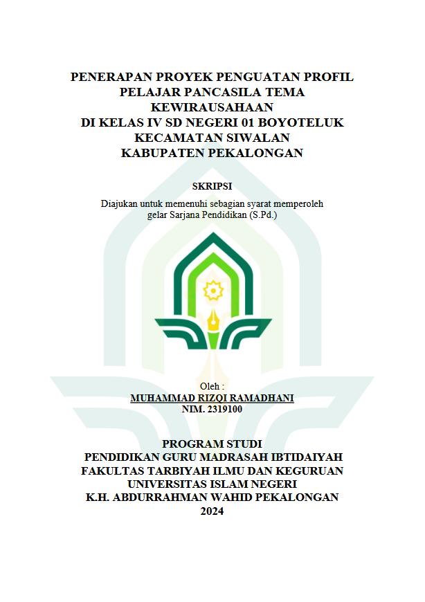 Image of Penerapan Proyek Penguatan Profil Pelajar Pancasila Tema Kewirausahaan Di Kelas IV SD Negeri 01 Boyoteluk Kecamatan Siwalan Kabupaten Pekalongan