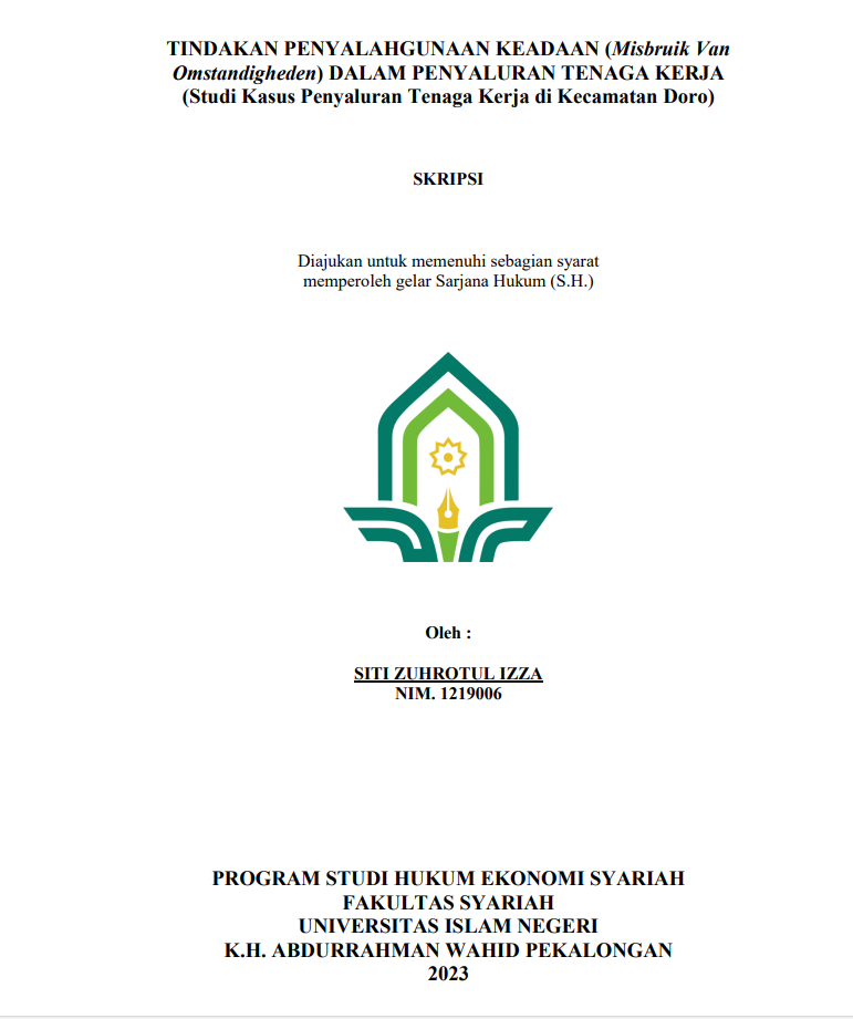 Image of Tindakan Penyalahgunaan Keadaan (Misbruik Van Omstandigheden) dalam Penyaluran Tenaga Kerja (Studi Kasus Penyaluran Tenaga Kerja di Kecamatan Doro)