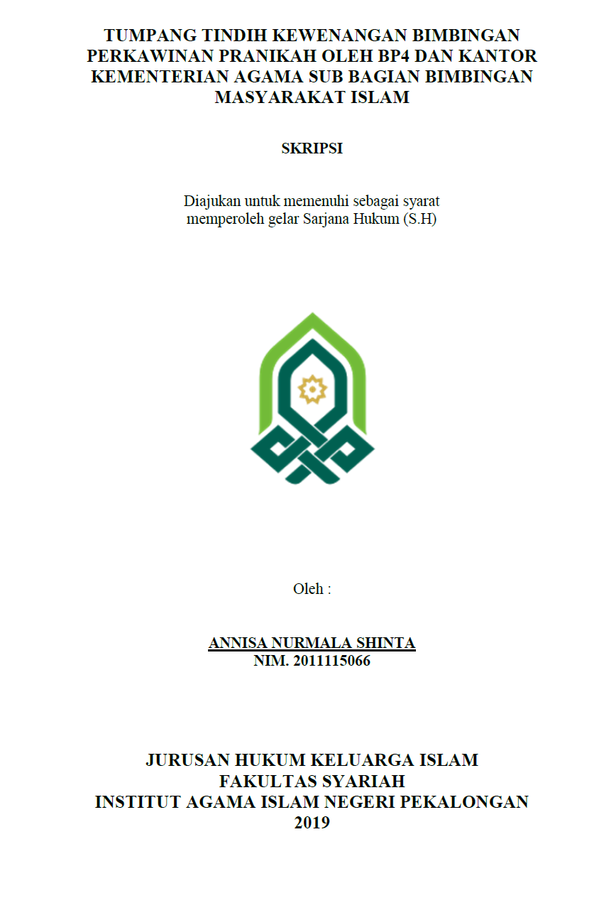 Image of Tumpang Tindih Bimbingan Perkawinan Pranikah Oleh BP4 Dan Kantor Kementerian Agama Sub Bagian Bimbingan Masyarkat Islam