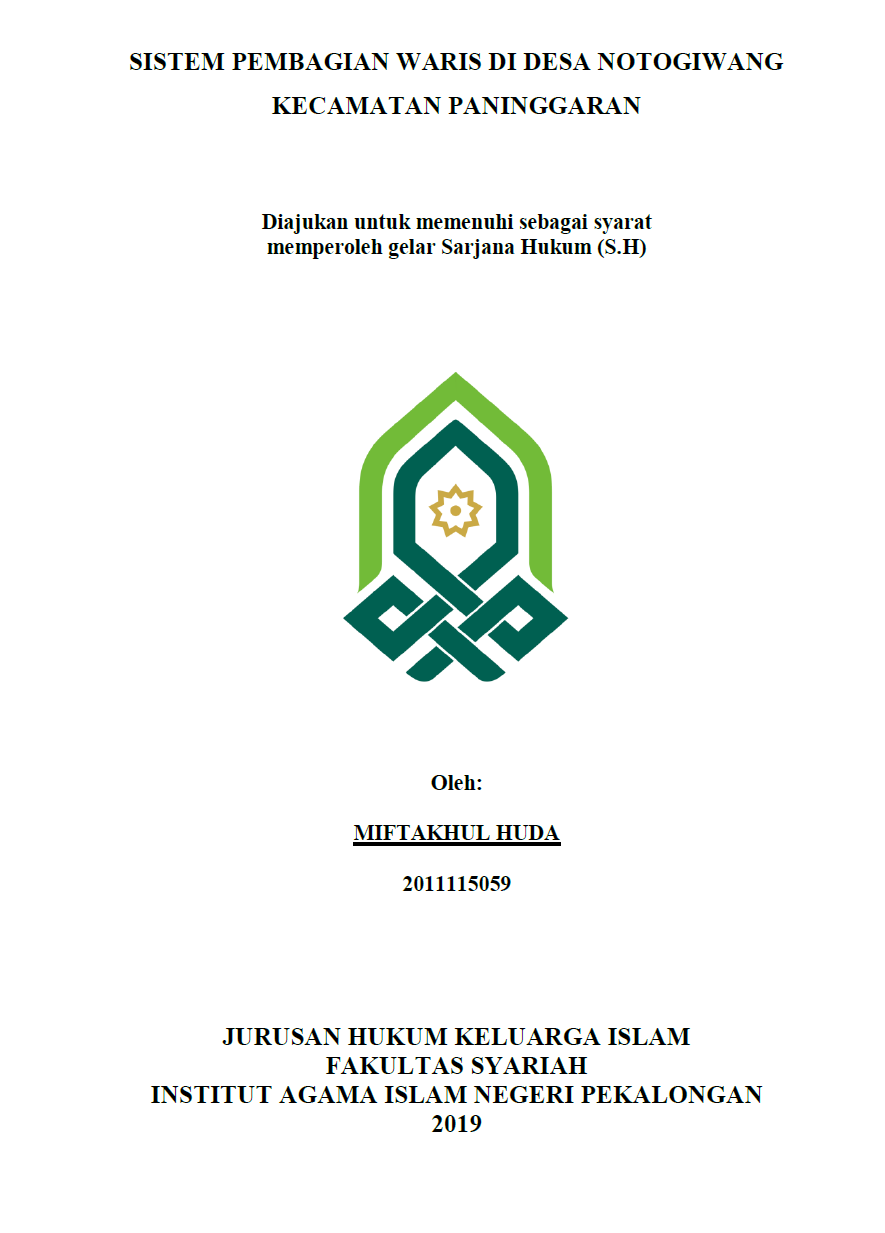 Image of Sistem Pembagian Waris Di Desa Notogiwang Kecamatan Paninggaran