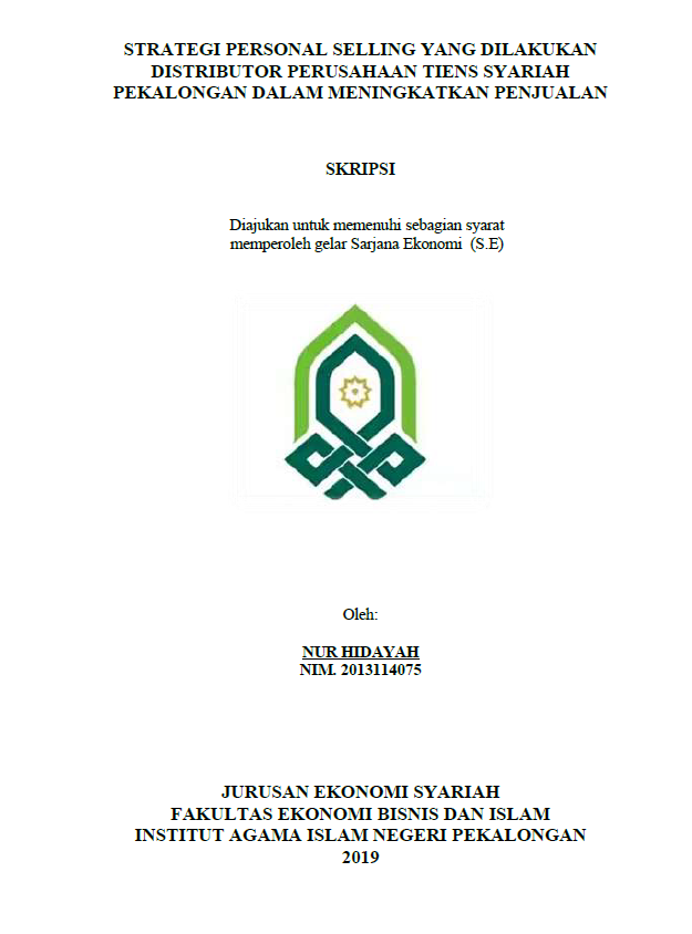 Image of Strategi Personal Selling Yang Dilakukan Distributor Perusahaan Tiens Syariah Pekalongan Dalam Meningkatkan Penjualan