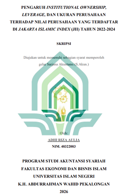 Image of Pengaruh Institutional Ownership, Leverage, dan Ukuran Perusahaan Terhadap Nilai Perusahaan Yang Terdaftar di Jakarta Islamic Index (JII) Tahun 2024-2025