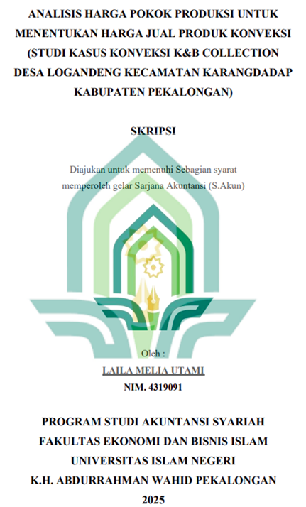 Image of Analisis Harga Pokok Produksi Untuk Menentukan Harga Jual Produk Konveksi (Studi Kasus Konveksi K&B Collection Desa Logandeng Kecamatan Karangdadap Kabupaten Pekalongan)