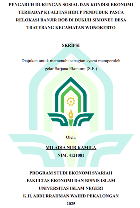 Image of Pengaruh Dukungan Sosial dan Kondisi Ekonomi Terhadap Kualitas Hidup Penduduk Pasca Relokasi Banjir ROB di Dukuh Sinomet Desa Tratebang Kecamatan Wonokerto