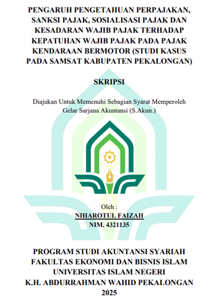 Image of Pengaruh Pengetahuan Perpajakan, Sanksi Pajak, Sosialisasi Pajak dan Kesadaran Wajib Pajak Terhadap Kepatuhan Wajib Pajak pada Pajak Kendaraan Bermotor (Studi Kasus pada Samsat Kabupaten Pekalongan)