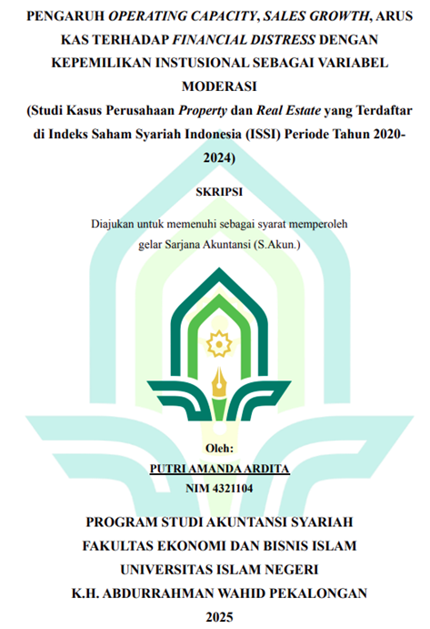 Image of Pengaruh Operating Capacity, Sales Growth, Arus Kas Terhadap Financial Distress Dengan Kepemilikan Instusional Sebagai Variabel Moderasi